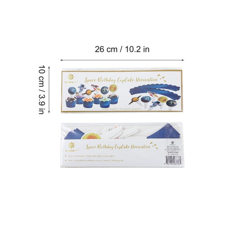 packaging size of universe party cake toppers and wrappers