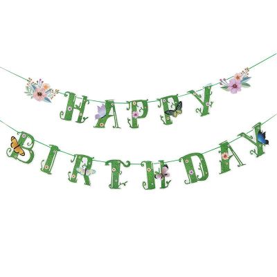 Alles Gute zum Geburtstag-Banner | Grüne Sommer-Frühlings-Schmetterlings-Geburtstagsfeier-Dekorationen Großhandel