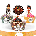 Thanksgiving party cake toppers