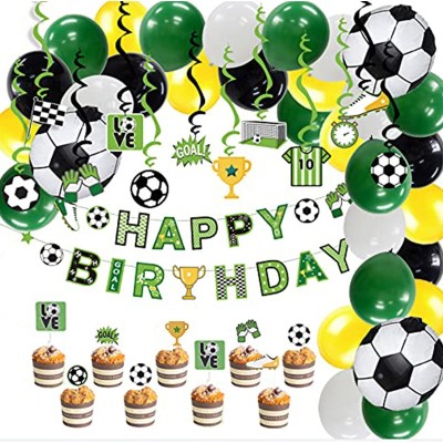 Bannière Swirls Cupcake Toppers Vente en gros | Guirlande de ballons pour fête d'anniversaire sur le thème du football pour enfants