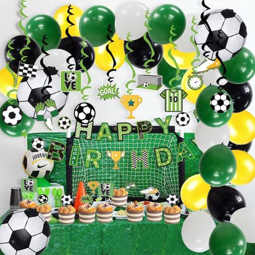 Bannière Swirls Cupcake Toppers Vente en gros | Guirlande de ballons pour fête d'anniversaire sur le thème du football pour enfants
