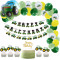 Happy Birthday Banner Tractor Balloon Garland Cupcake Toppers | Farm Tractor Themed Party Supplies