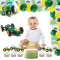 Happy Birthday Banner Tractor Balloon Garland Cupcake Toppers | Farm Tractor Themed Party Supplies