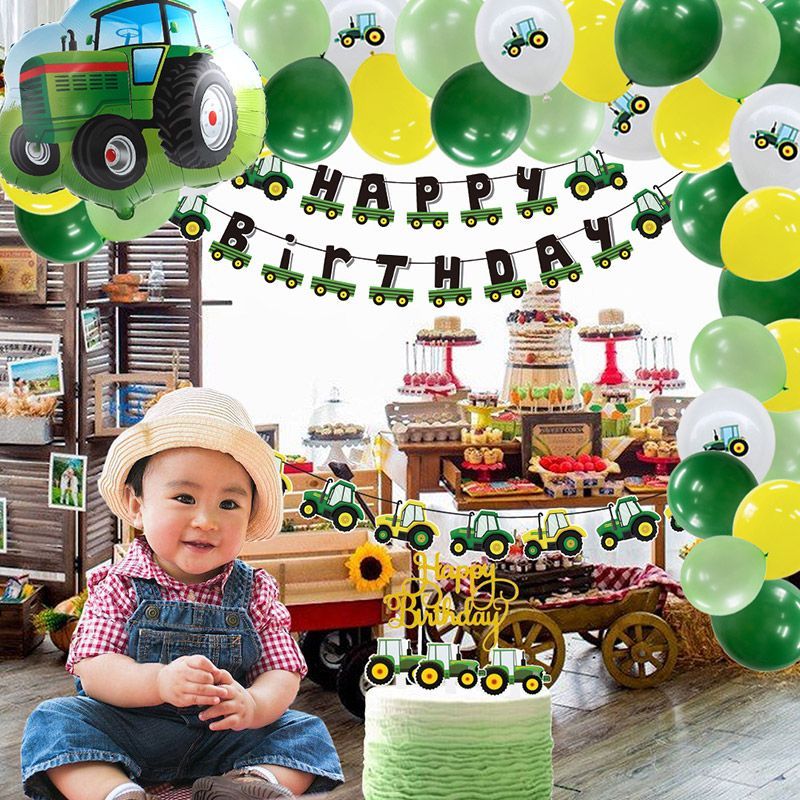 tractor themed happy birthday decor