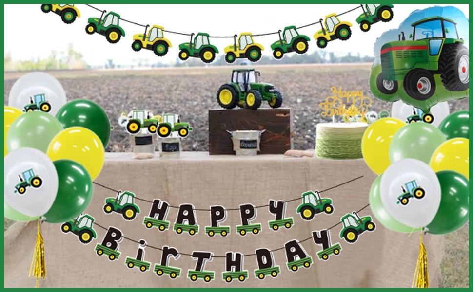 tractor themed happy birthday banner