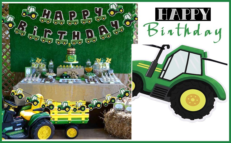 tractor themed happy birthday banner