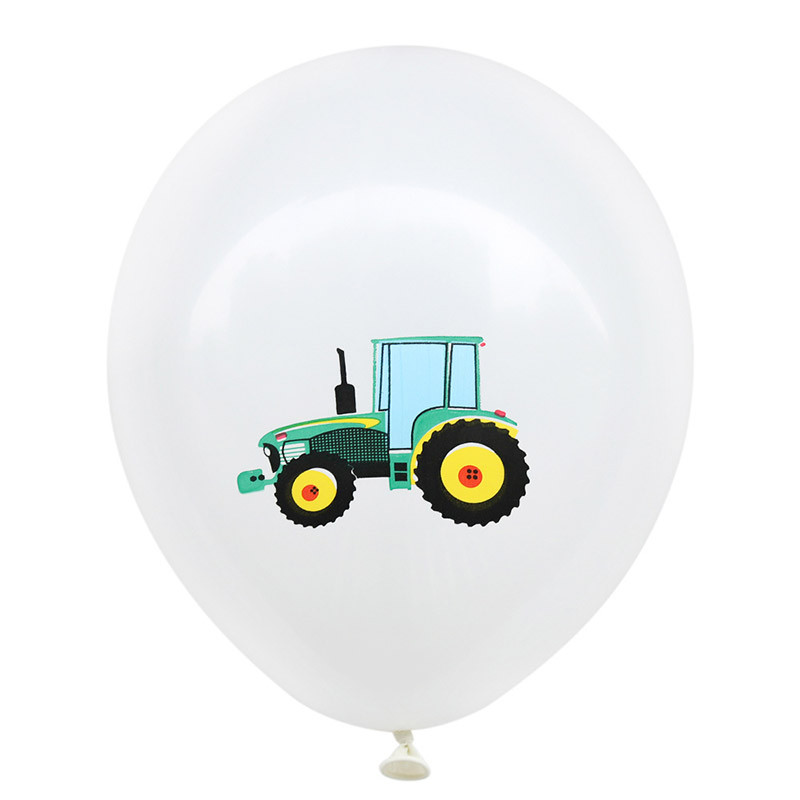 tractor themed white balloon