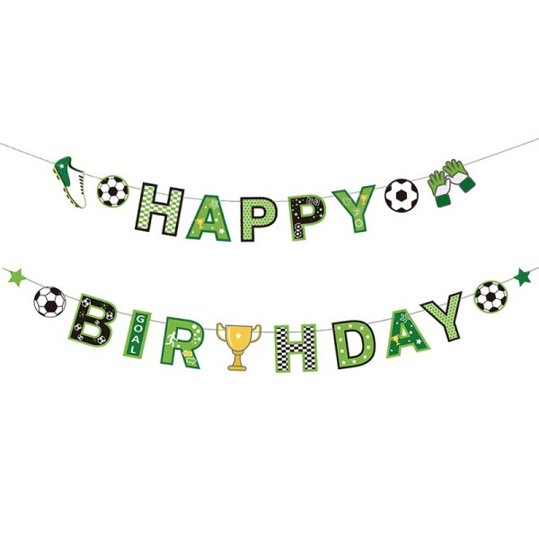 Bannière d'anniversaire de football | Signe de guirlande de banderoles joyeux anniversaire | Décorations de fête d'anniversaire pour garçons
