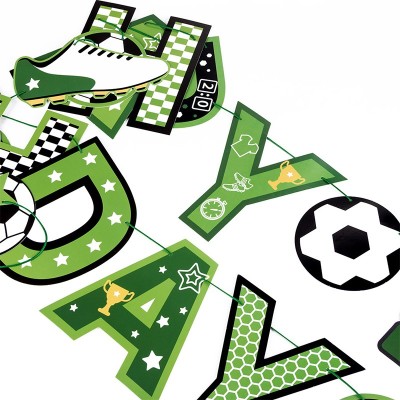 Soccer Birthday Banner | Happy Birthday Bunting Garland Sign | Boys Birthday Party Decorations