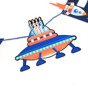 Univers convertissant la bannière géante Space Blast | Décorations extérieures de fête de bannière de joyeux anniversaire