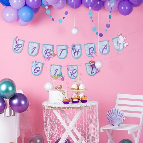 Fournitures d'anniversaire en gros | Décorations de fête de la petite sirène pour les filles