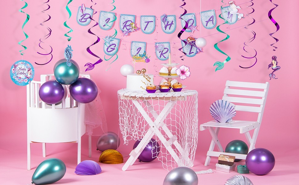 A mermaid themed birthday party decoration