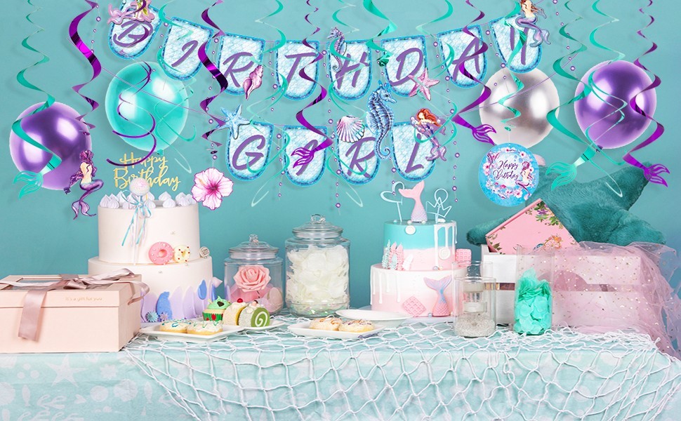 A mermaid themed birthday party decoration