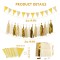Gold Birthday Party Decorations Kit | Happy Birthday Banner Paper Fans Tassel for Kids