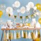 Gold-Geburtstagsparty-Dekorationsset | Happy Birthday Banner Papier Fans Quaste für Kinder