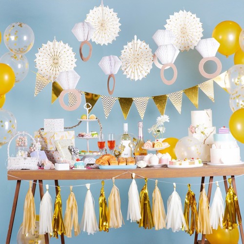 Kit de décorations de fête d'anniversaire doré | Happy Birthday Banner Paper Fans Tassel pour les enfants