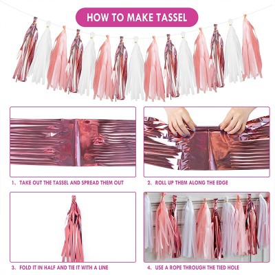 Pink Rose Gold Birthday Decorations | Happy Birthday Banner Paper Fans Party Supplies for Girls