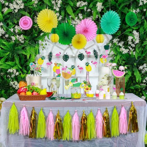 Tropical Flamingos Party Ananas Bannières Gland Guirlandes | Kit de décoration de fête d'été en gros