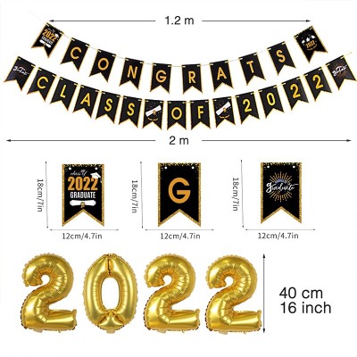 Graduation Decorations 2022 Set | Graduation Banner Balloons Cake Toppers Class of 2022 Decorations