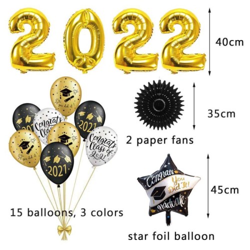 Or Frange Rideau Félicitations Bannière Ballons En Latex En Gros | Décorations de fête de remise des diplômes 2022