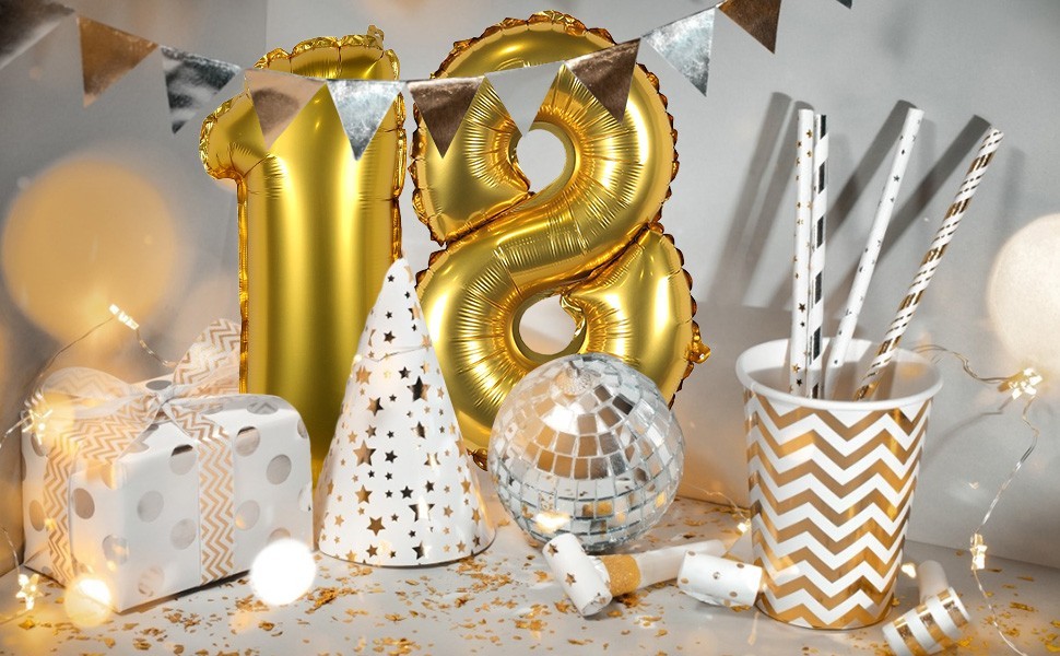 golden number balloons