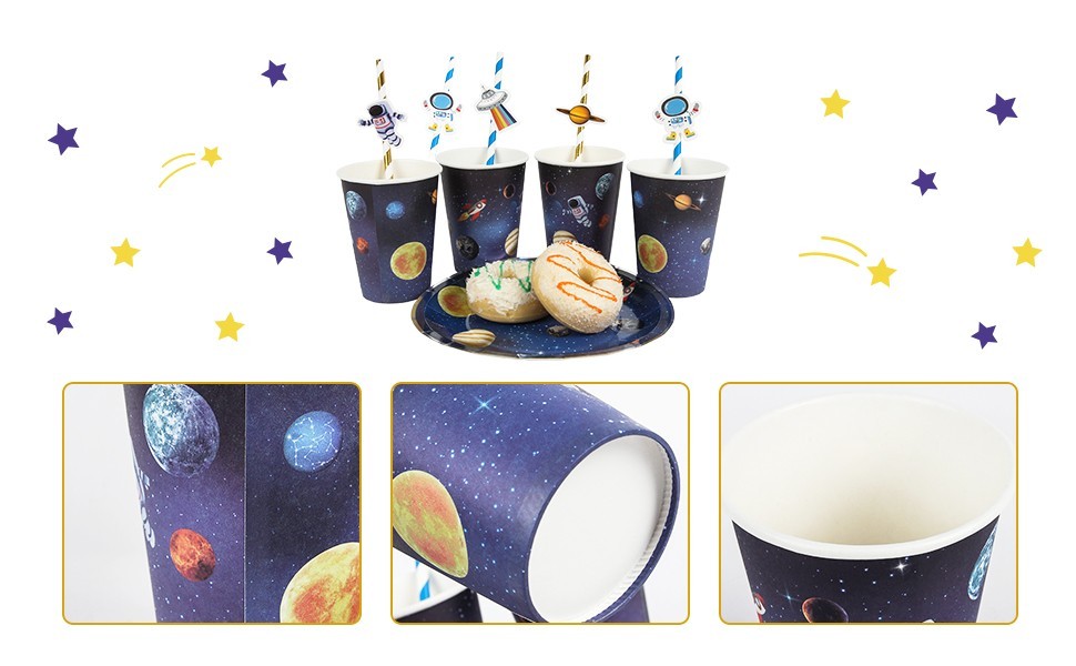 space themed paper cups