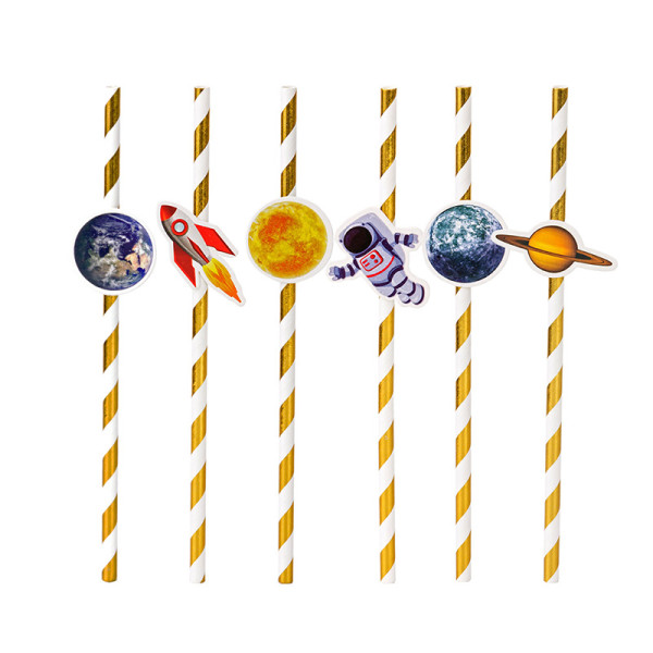 Großhandel Papier Strohhalme | Universe Planet Themen-Party-Dekorationen