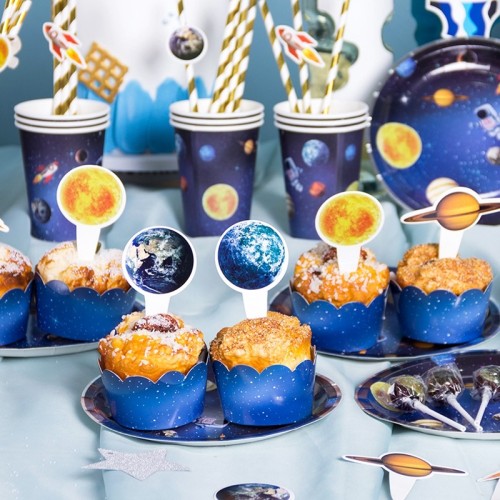 Toppers et emballages de gâteau d'anniversaire en gros | Décorations de fête sur le thème de la planète Univers