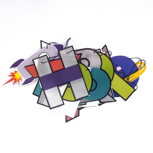 Décorations de fête bannière joyeux anniversaire pour garçons et filles | Bannière fusée et vaisseau spatial