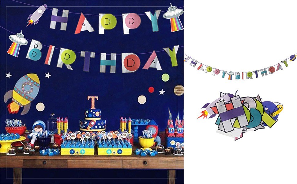 Space Happy Birthday Banner