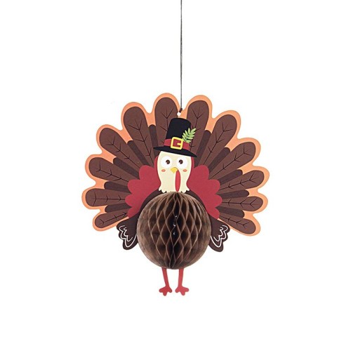 Thanksgiving Papier à suspendre Dinde Nid d'abeille | Vente en gros de décorations de jour de Thanksgiving