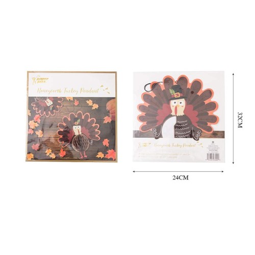 Thanksgiving Papier à suspendre Dinde Nid d'abeille | Vente en gros de décorations de jour de Thanksgiving