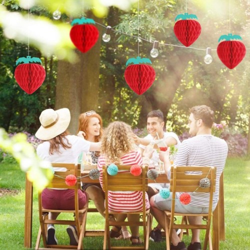 Vente en gros de boules en nid d'abeille aux fraises | Nid d'abeille en papier de fruits pour les décorations de fête