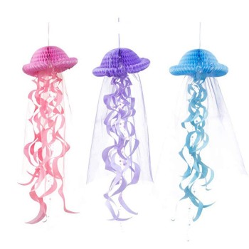 Wholesale Jellyfish Paper Honeycomb Decorations for Girls Birthday Party Mermaid Party Decorations