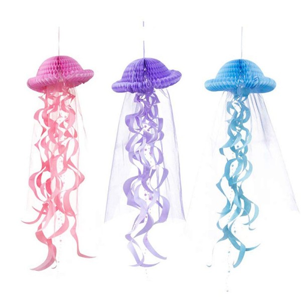 Wholesale Jellyfish Paper Honeycomb Decorations for Girls Birthday Party Mermaid Party Decorations
