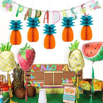 Fruit Tissue Honeycomb Ball | Pineapple Paper Honeycomb for Hanging Summer Party Decorations