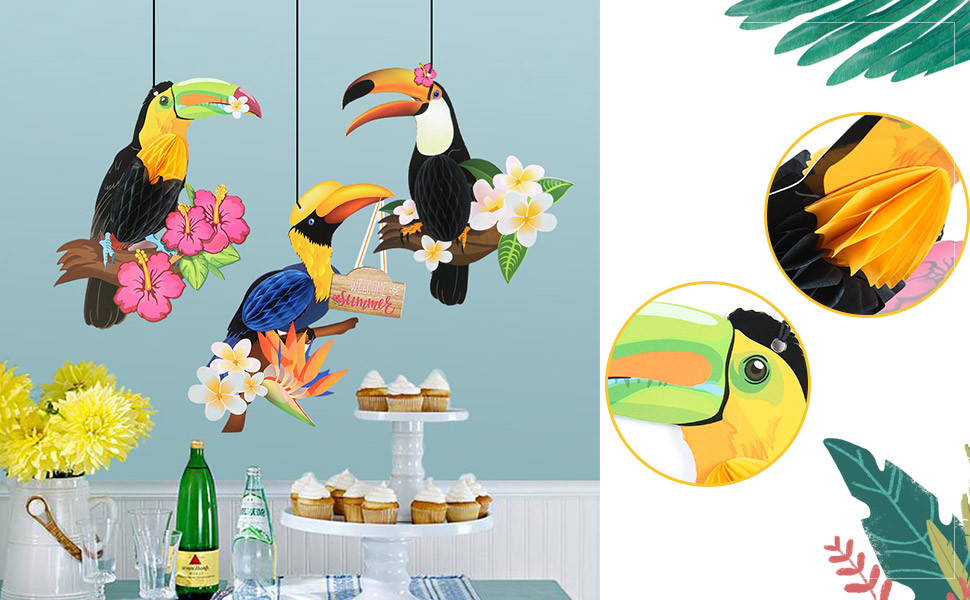 details of toucan honeycomb decoration