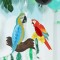 3PCS Honeycomb Parrot Hanging Decorations for Summer Party | Hawaiian Themed Party Ornaments