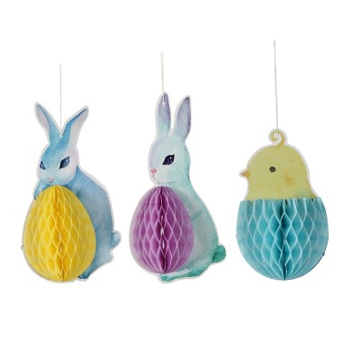 Easter Hanging Bunny Honeycomb Decorations | Happy Easter Party Decorations Wholesale
