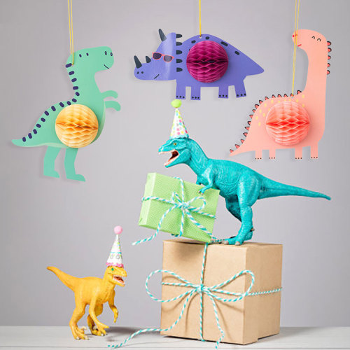 Pièce maîtresse de décoration en nid d'abeille dinosaure | Vente en gros de décorations suspendues pour fête d'anniversaire d'enfants