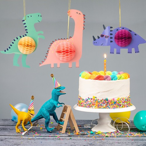 Pièce maîtresse de décoration en nid d'abeille dinosaure | Vente en gros de décorations suspendues pour fête d'anniversaire d'enfants