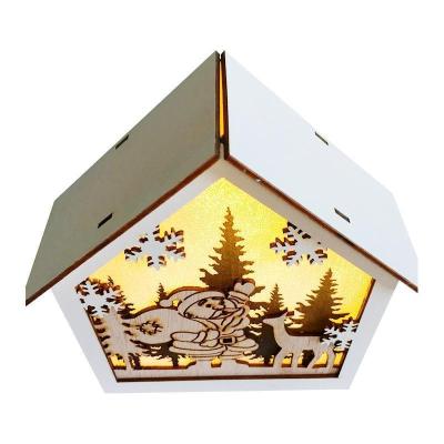 Wood House Xmas Glow Led Wooden House Mini Light Up House Desktop Ornament for Winter Holiday Decor