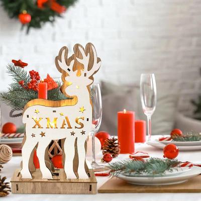 Wood Luminous Elk Ornament LED Home Ornaments Christmas Home Decorations Whloesale