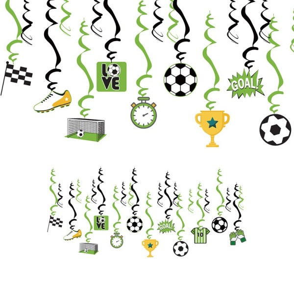 Soccer Themed Hanging Foil Swirls Decorations | Boys Kids Birthday Party Decorations Wholesale