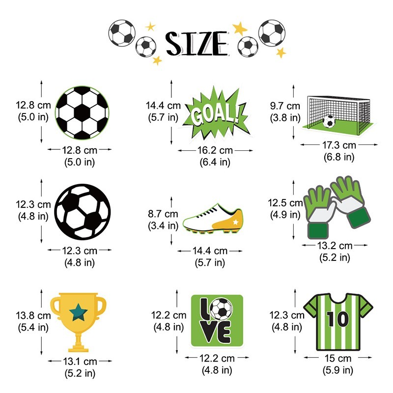 size of the soccer party supplies