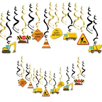 Hanging Swirls Happy Birthday Party Decorations | Trucks Theme Decoration Supplies Wholesale