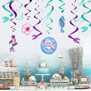 Tourbillons suspendus de sirène | Vente en gros de décorations de fête de douche de bébé sur le thème de la mer pour filles