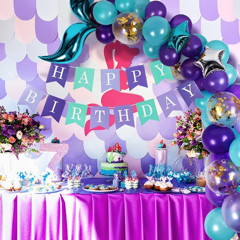 Mermaid Themed Happy Birthday Banner