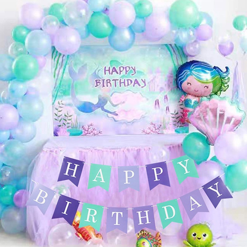 Mermaid Themed Happy Birthday Banner