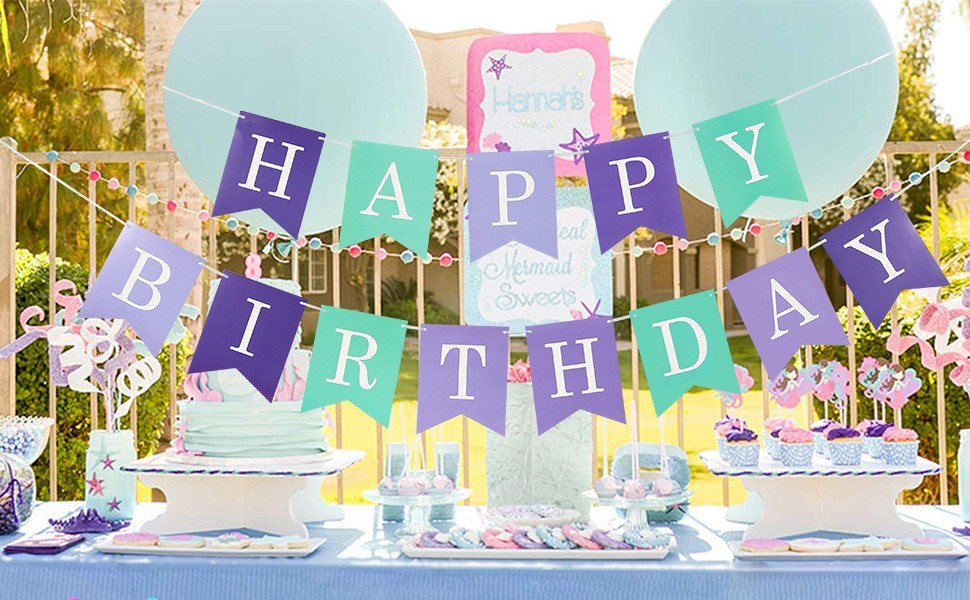 Mermaid Themed Happy Birthday Banner